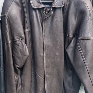 Mens Brown Leather Bomber Jacket